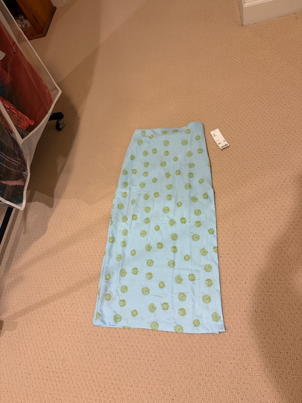 Urban Outfitters Light Blue Midi Skirt with Green Floral Print